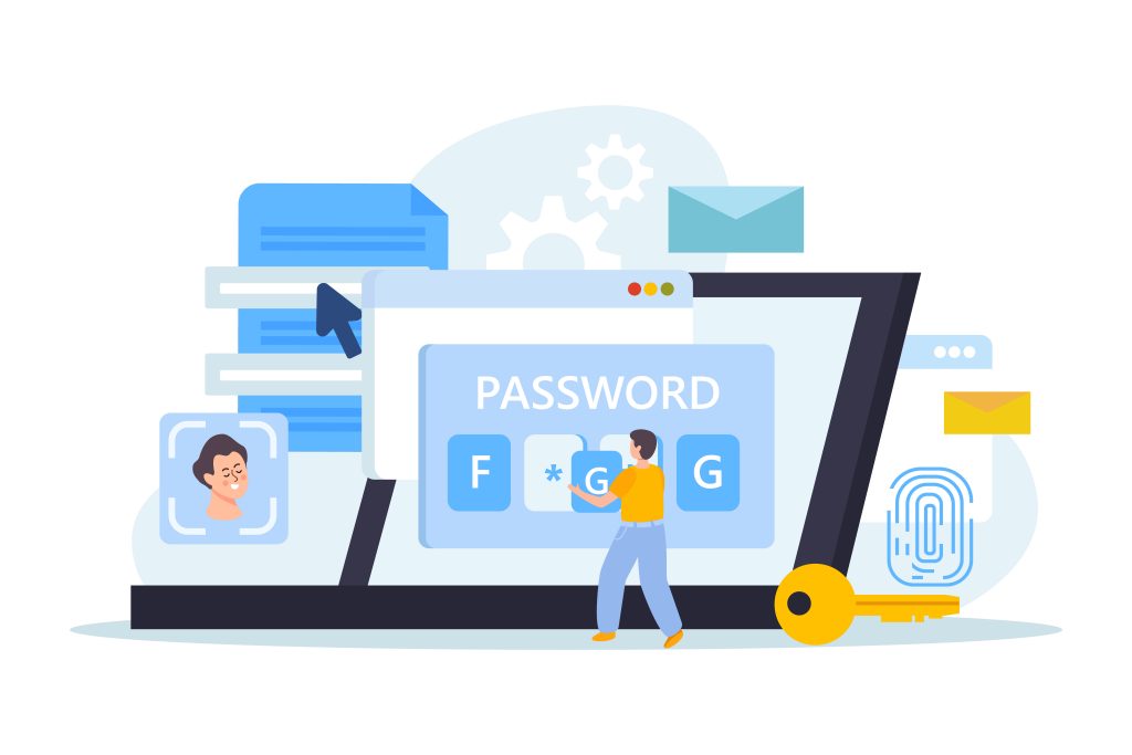 Dinopass password generator concept with lock and keyboard